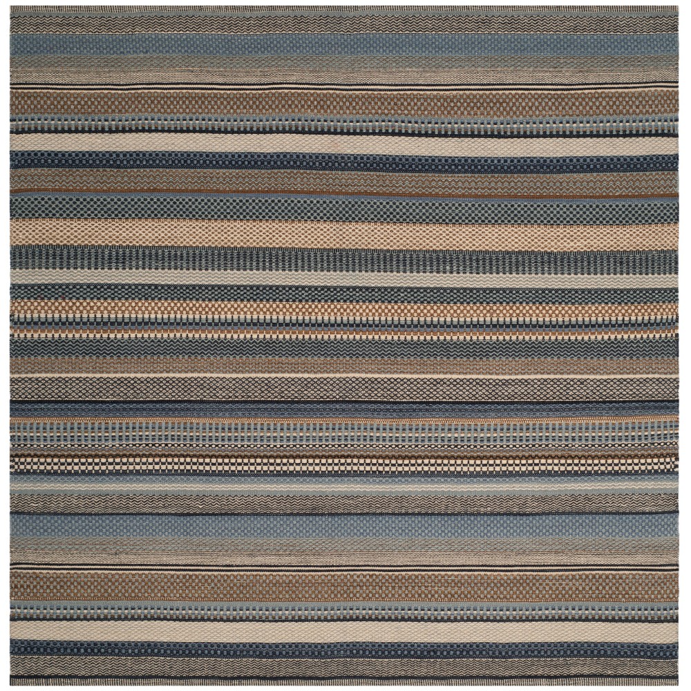 7'x7' Stripe Woven Square Area Rug Blue - Safavieh