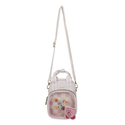 Kirby Applique Kirby Character & Shaker Charms Pink Checkered Women's Mini Messenger Bag