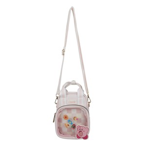 Kirby Applique Kirby Character & Shaker Charms Pink Checkered Women's Mini Messenger Bag - 1 of 4