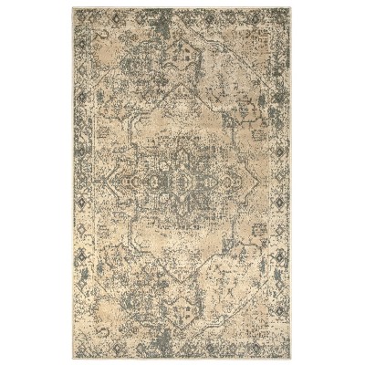 Farmhouse Plush Distressed Geometric Medallion Border Sturdy High-Traffic Durable Polypropylene Indoor Traditional Rustic Area Rug by Blue Nile Mills