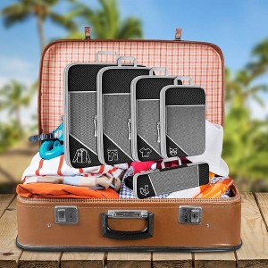 5Pcs Ultralight Suitcase Organizer Bags Set, Packing Cubes for Travel, Expandable Luggage Travel Bags With Double Zipper for Carry-On Luggage, Black - 1 of 4