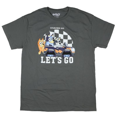 Seven Times Six Bluey Shirt Men's Est. 2018 Let's Go Bingo Muffin Adult Short Sleeve Tee Gray