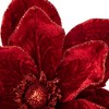 Northlight 24" Red Velvet Glittered Magnolia Christmas Stem Spray - 4 of 4