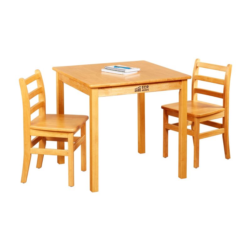 ECR4Kids 30in D Round Hardwood Table with 28in Legs and Two 16in Chairs, Kids Furniture, 4 of 12