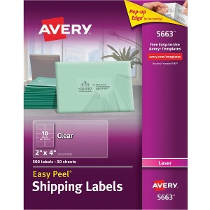 Avery Easy Peel Shipping Labels, Laser, 2 x 4 Inches, Clear, Pack of 500 - 1 of 3