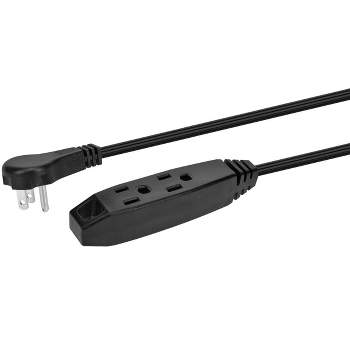 Monoprice 3-Outlet Flat Plug Household Extension Cord - 6 Feet - Black | Low-Profile 5-15P, 16AWG, 13A, SPT-2, ETL Listed, 3-Prong