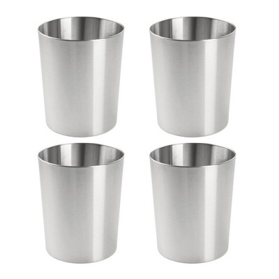 iDesign Set of 4 Stainless Steel Round Bathroom Trash Cans - Brushed