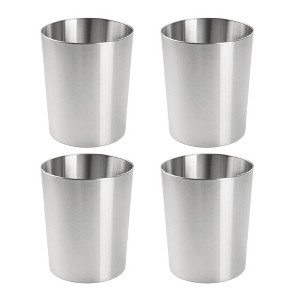 iDesign Set of 4 Stainless Steel Round Bathroom Trash Cans - Brushed - 1 of 4