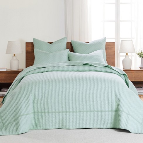 Cross Stitch Blue Haze Twin Bedspread Set - Levtex Home : Target