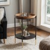 Hommoo Round 2-Tier End Table with Solid Wood Top, Modern Side Table - 3 of 4