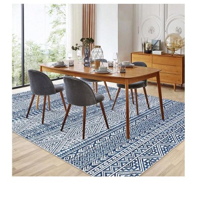 Machine Washable Area Rugs, Distressed Rugs, Under Dinning Table Stain Resistant Rug
