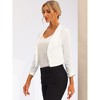 INSPIRE CHIC Women's Regular Fit Notched Lapel Ruched Sleeve Business Crop Blazer - 3 of 4