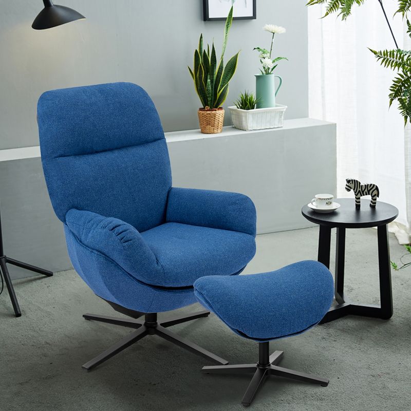 Costway Modern Swivel Rocking Chair & Ottoman Set w/Aluminum Alloy Base Grey\Blue\Coffee, 2 of 11