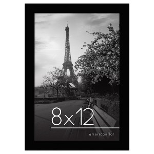 Americanflat Picture Frame in Black MDF / Shatter Resistant Glass Horizontal and Vertical Formats for Wall and Tabletop - 8" x 12" - 1 of 4