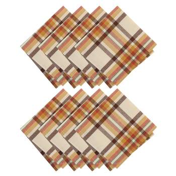 Russet Harvest Woven Plaid Napkins, Set of 8 - 17x17 - Elrene Home Fashions