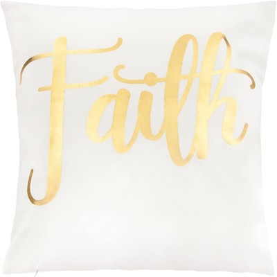 White and Gold Inspirational Polyester Throw Pillow Covers, 18 x 18 in, Set of 4