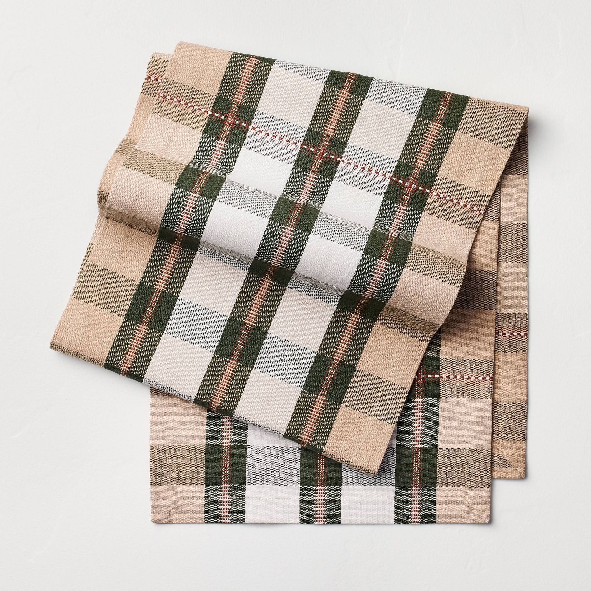 72"x14" Table Runner Toffee/Green Plaid - Hearth & Hand™ with Magnolia