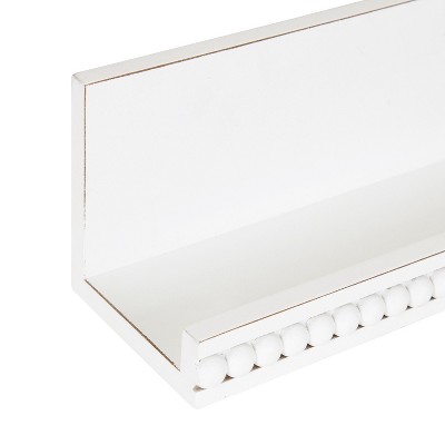 White Beaded Floating Wall Shelf, 36-Inch MDF