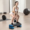 VEVOR Aerobic Exercise Step Platform, 28-Inch Workout Aerobic Stepper, Height Adjustable Fitness Training Step Deck Trainer with 4 Risers, Blue&Black - 2 of 4