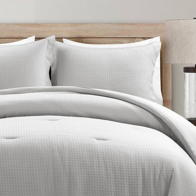 Full Gray Organic Cotton Waffle Comforter Set