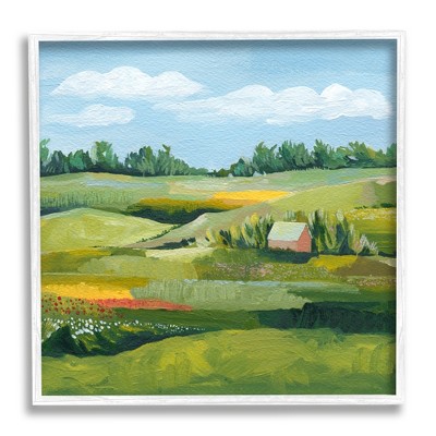 Stupell Industries Peaceful Farmland Fields Greenery Framed Giclee Art
