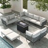 LayinSun 11 Pieces Rope Woven Patio Furniture Set, Modern Modular Sectional Sofa with Fire Pit Table and Upgrade Thickness Cushion - 2 of 4