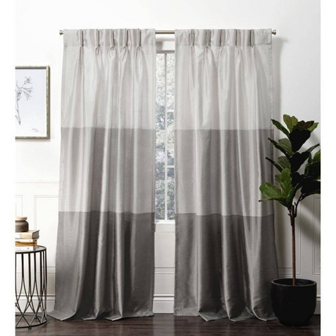 Chateau Striped Faux Silk Pinch Pleat Light Filtering Curtain