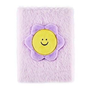Lena + Liam 5"x7" Purple Furry Plush Flower Bound Journal - 1 of 3