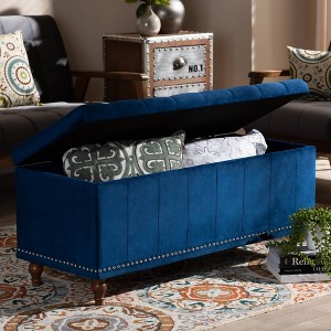 Kaylee Velvet Upholstered Button Tufted Storage Ottoman Bench - Baxton Studio - 1 of 4