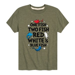 Boys' - Dr. Seuss - Red, White and Blue Fish Short Sleeve Graphic T-Shirt - 1 of 4