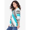 Roaman's Women's Plus Size Diagonal Stripe V-Neck Tee - 4 of 4