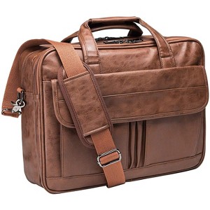 Mens Laptop Bag,15 Inch Leather Messenger Bag Water Resistant Business Travel Briefcase - 1 of 4