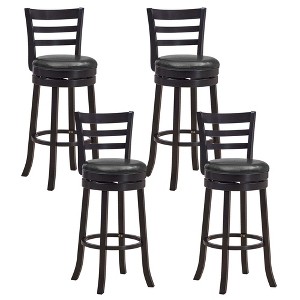 Costway Set of 4 Bar Stools Swivel Bar Height Chairs with PU Upholstered Seats Kitchen - 1 of 4