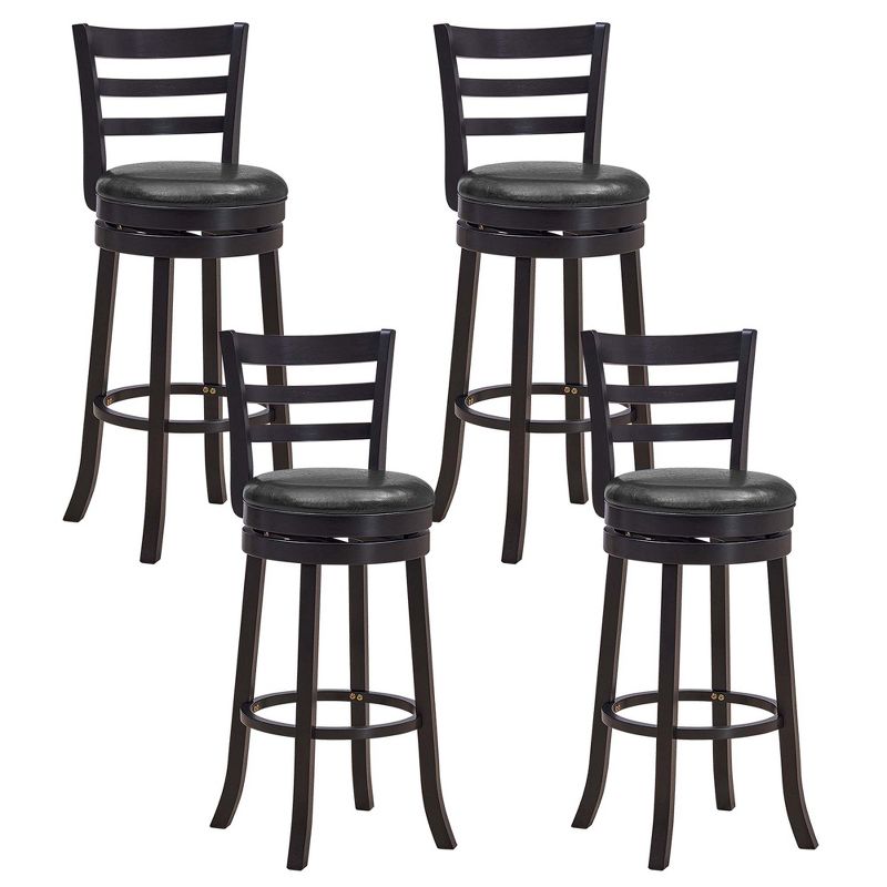 Costway Set of 4 Bar Stools Swivel Bar Height Chairs with PU Upholstered Seats Kitchen, 1 of 8