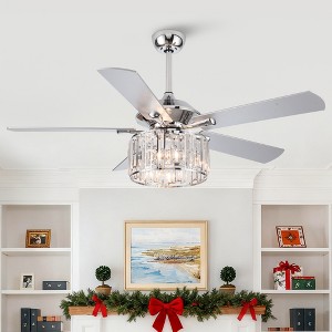 Parrot Uncle 52" Modern Crystal Ceiling Fan with Light and Remote - 1 of 4