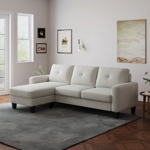 VASIP Living Room Furniture with Polyester Fabric L Shape Couch Corner Sofa for Small Space Beige - 1 of 4