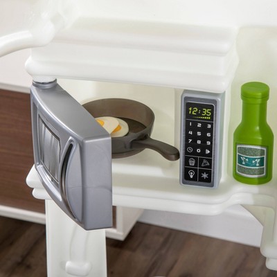 Grand Walk-In Classic White and Gray Play Kitchen with Grill