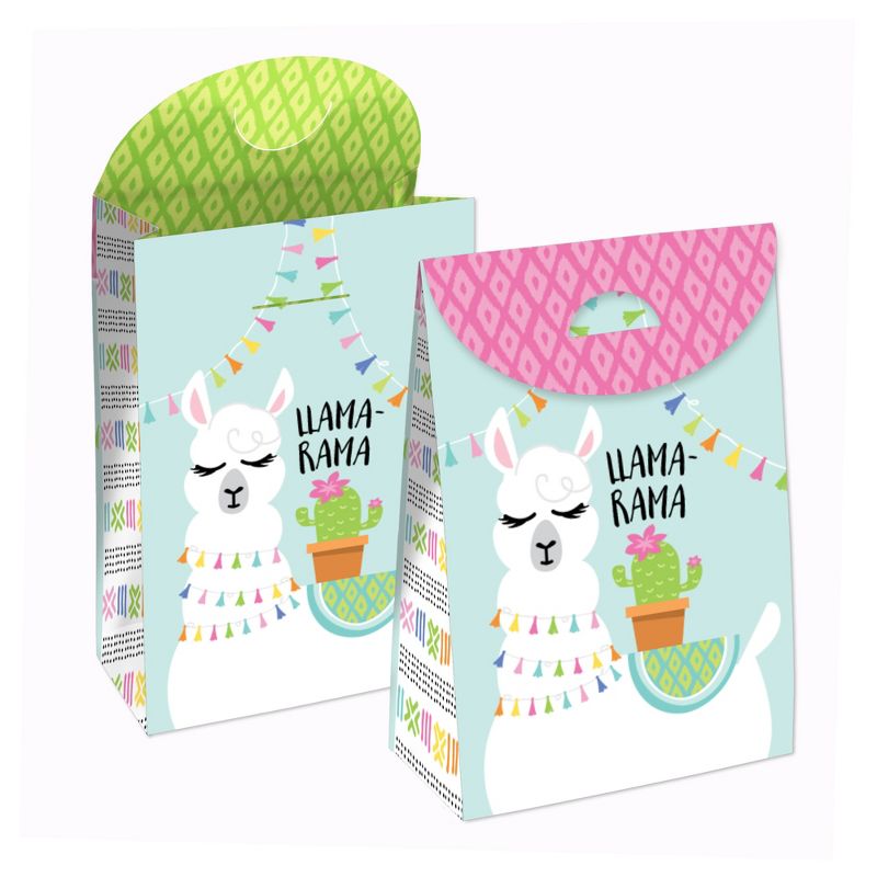 Big Dot of Happiness Whole Llama Fun - Llama Fiesta Baby Shower or Birthday Gift Favor Bags - Party Goodie Boxes - Set of 12, 1 of 9