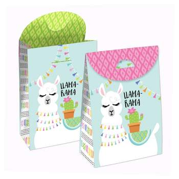 Big Dot of Happiness Whole Llama Fun - Llama Fiesta Baby Shower or Birthday Gift Favor Bags - Party Goodie Boxes - Set of 12
