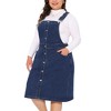 Agnes Orinda Women's Plus Size Button Front Adjustable Strap Denim Overall Dress - 2 of 4