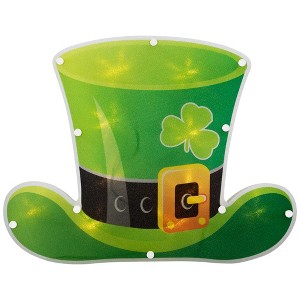 Northlight 12.5" LED Lighted Irish St. Patrick's Day Leprechaun Hat Window Silhouette with Timer - 1 of 4