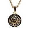 Steeltime 30" 18k gold plated stainless steel lion head mount pendant necklace - 2 of 4