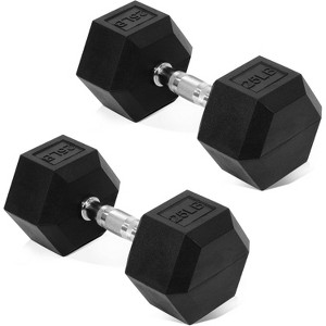 60/90/100/110 Lb Hex Dumbbell Set, Rubber Encased Free Weights for Strength Training & Home Gym Fitness, Hand Weight Exercise Equipment - 1 of 3