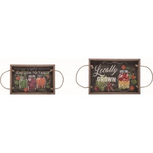 Transpac Wood 17.25 in Multicolor Spring Organic Vegetable Nested Trays Set of 2 Decorative Platters for Tabletop - 1 of 2