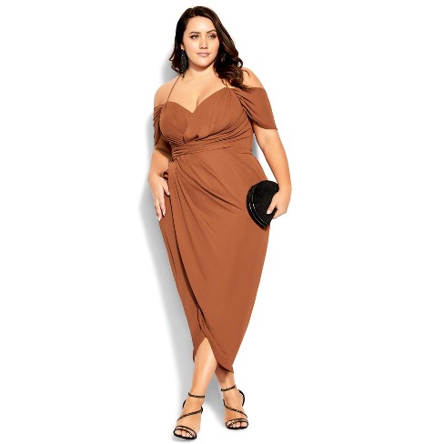 City Chic| Women's Plus Size Entwine Maxi Dress - Toffee - 20w : Target