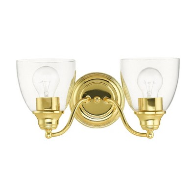 Montgomery Polished Brass 2-Light Vanity Sconce with Hand-Blown Glass