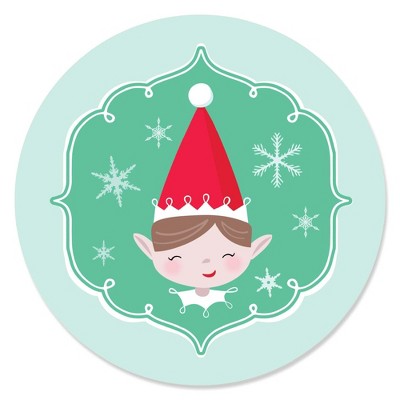 Big Dot of Happiness Elf Squad - Kids Elf Christmas and Birthday Party Circle Sticker Labels - 24 Count