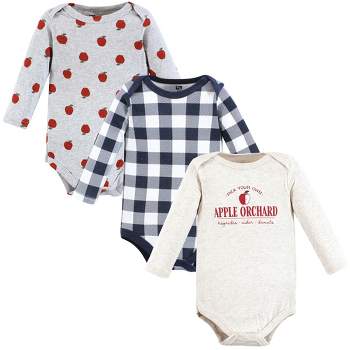 Hudson Baby Infant Boy Cotton Long-Sleeve Bodysuits, Apple Orchard