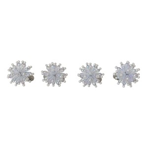 Storied Home 4-Piece Handmade Glass Beaded Metal Snowflake Napkin Rings, Iridescent - 1 of 1