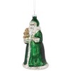 Northlight Nordic Santa Hanging Glass Christmas Ornament - 5.5"  - Green and Silver - 3 of 4